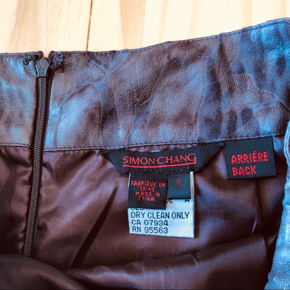 Simon Chang Brown Animal Print 4 Skirt Fit Arriere Back Contrast - Picture 9 of 15